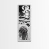 Desert Sun Shadows, Dune Landscape Art, Black White Wilderness, Framed Canvas Print, Boho Office Wall Art, Southwestern Minimal Style
