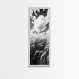 Wheat Field, Cloudy Sky, Rustic Landscape, Black and White Nature, Framed Canvas Print, Farmhouse Kitchen Wall Art, Fall Harvest Vibe
