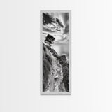 Cliffside Tree, Coastal Path, Nature Landscape, Canvas Print, Monochrome Hiking Trail Art, Boho Entryway or Office Wall Decor