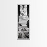 Beach Picnic, Seaside Cave, Ocean View, Framed Canvas Print, Minimalist Coastal Art, Dining Room Decor, Romantic Escape Vibes, Nautical Decor