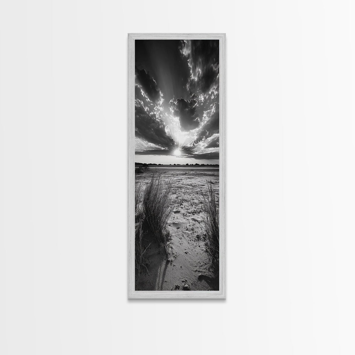 Desert Light Rays, Nature Sunset Art, Dramatic Sky Wall Decor, Canvas Print, Minimalist Desert Landscape, Living Room Wall Art