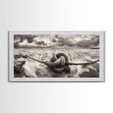 Ocean Knot, Stormy Sea, Nautical Rope, Seaside Wall Decor, Canvas Print, Rustic Coastal Wall Art, Bathroom Nautical Theme