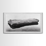 Driftwood, Calm Water, Nature Stillness, Natural Element Art, Framed Canvas Print, Zen Bathroom Wall Art, Minimalist Decor