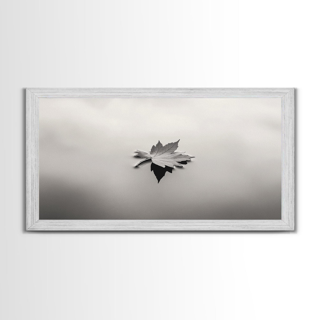 Autumn Leaf, Tranquil Water, Floating Serenity, Soft Tones Nature Art, Canvas Print, Fall Bedroom Wall Art, Minimalist Style