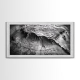 Topographic Map Detail, Antique Terrain, Black and White Landscape, Canvas Print, Office Wall Art, Historical Geography Decor