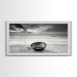 Solitary Bowl Beach, Ocean Waves Texture, Surreal Still Life Photo, Canvas Print, Entryway Wall Art, Minimalist Coastal Style