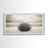 Desert Bush, Minimal Landscape, Dune Scene, Sand Calm, Framed Canvas Print, Boho Bedroom Art, Neutral Wall Decor, Minimalist Style