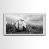Coastal Buoy, Nautical Sphere, Fishing Rope, Beach Grass, Framed Canvas Print, Coastal Bathroom Art, Seaside Wall Decor, Rustic Style