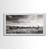 Elk Herd, Prairie Wildlife, Autumn Nature, Rustic Landscape, Framed Canvas Print, Western Wall Decor, Cabin Art, Living Room Print