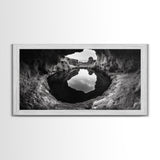 Sea Cave, Rocky Texture, Coastal Reflection, Natural Formations, Framed Canvas Print, Bathroom Art, Earthy Wall Decor, Zen Style
