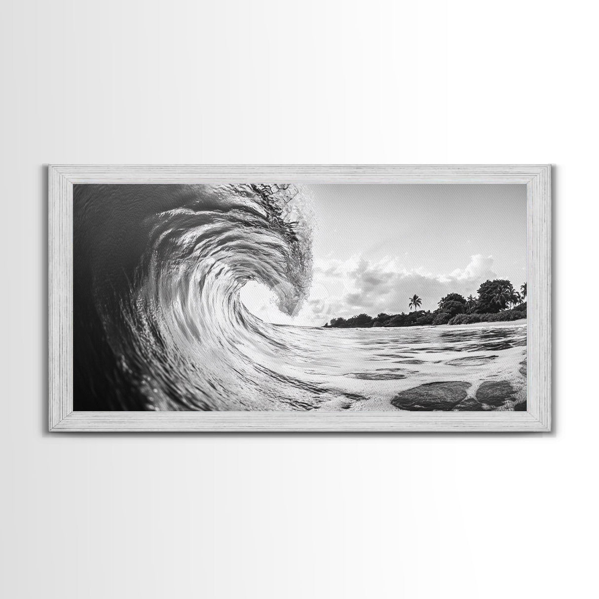 Ocean Wave Art, Coastal Decor, Heart Wave Wall Art, Black and White Photography, Canvas Print, Beach Bathroom, Surf Vibes, Minimalist Surf Home
