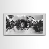Tropical Beach Shack, Rustic Coastal Decor, Island Vibes, Palm Tree Jungle, Framed Canvas Print, Boho Living Room Wall Art