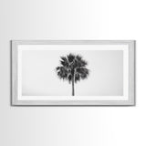 Minimal Palm Tree, Tropical Simplicity, Black and White Art, Framed Canvas Print, Modern Entryway or Minimalist Bathroom Wall Art