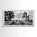 Coastal Graveyard, Moody Seascape, Quiet Reflection Scene, Framed Canvas Print, Gothic Office or Haunted Fall Wall Art Decor, Hallway Wall Art