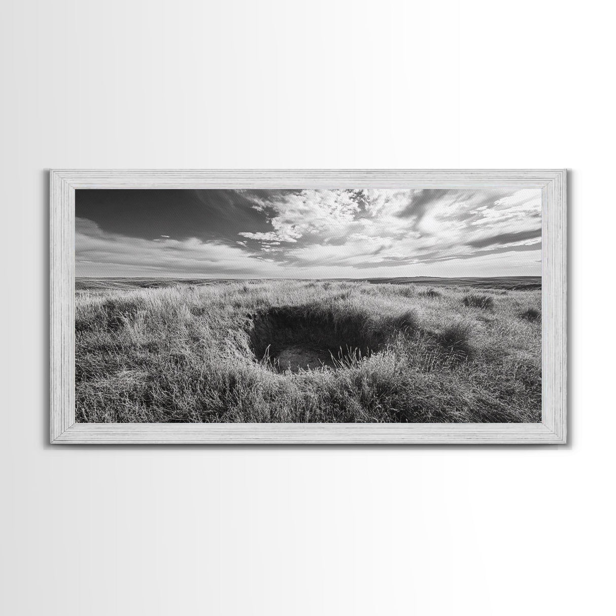 Prairie Crater Scene, Nature Landscape, Rustic Country Vibe, Farmhouse Wall Decor, Canvas Print, Entryway Accent, Autumn Earth Tones