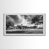 Southwestern Ranch Home, Texas House Scene, Peaceful Rural Living, Framed Canvas Print, Rustic Landscape Art, Living Room Decor