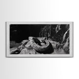 Jungle Snake Scene, Reptile Animal Art, Bold Black and White, Framed Canvas Print, Wildlife Decor, Man Cave or Study Wall Art