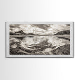 Rippled Water, Mountain View, Serene Beach, Nature Landscape, Canvas Print, minimalist art, spa decor, Scandinavian wall accent