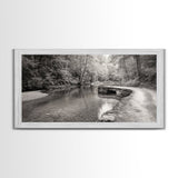 Stone Bridge, Forest Path, Quiet Creek, Peaceful Nature, Canvas Print, tranquil woodland art, Fall entryway piece, rustic landscape