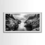Ocean Passage, Cliff Channel, Rugged Coast, Forest Horizon, Canvas Print, dramatic nature art, large wall piece, hallway landscape art