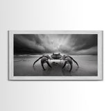 Fierce Crab, Coastal Storm, Ocean Mood, Dramatic Shore, Framed Canvas Print, Bathroom Wall Art, Beach House Decor, Marine Photography