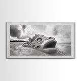 Dragon Head Sculpture, Beach Sand Art, Mythical Creature Decor, Fantasy Vibes, Framed Canvas Print, Game Room Wall Art, Office Wall Art