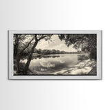 Tranquil Lake View, Peaceful Reflection Water, Nature Shoreline Print, Canvas Print, Entryway Wall Art, Rustic Neutral Decor, Rustic Bedroom Print