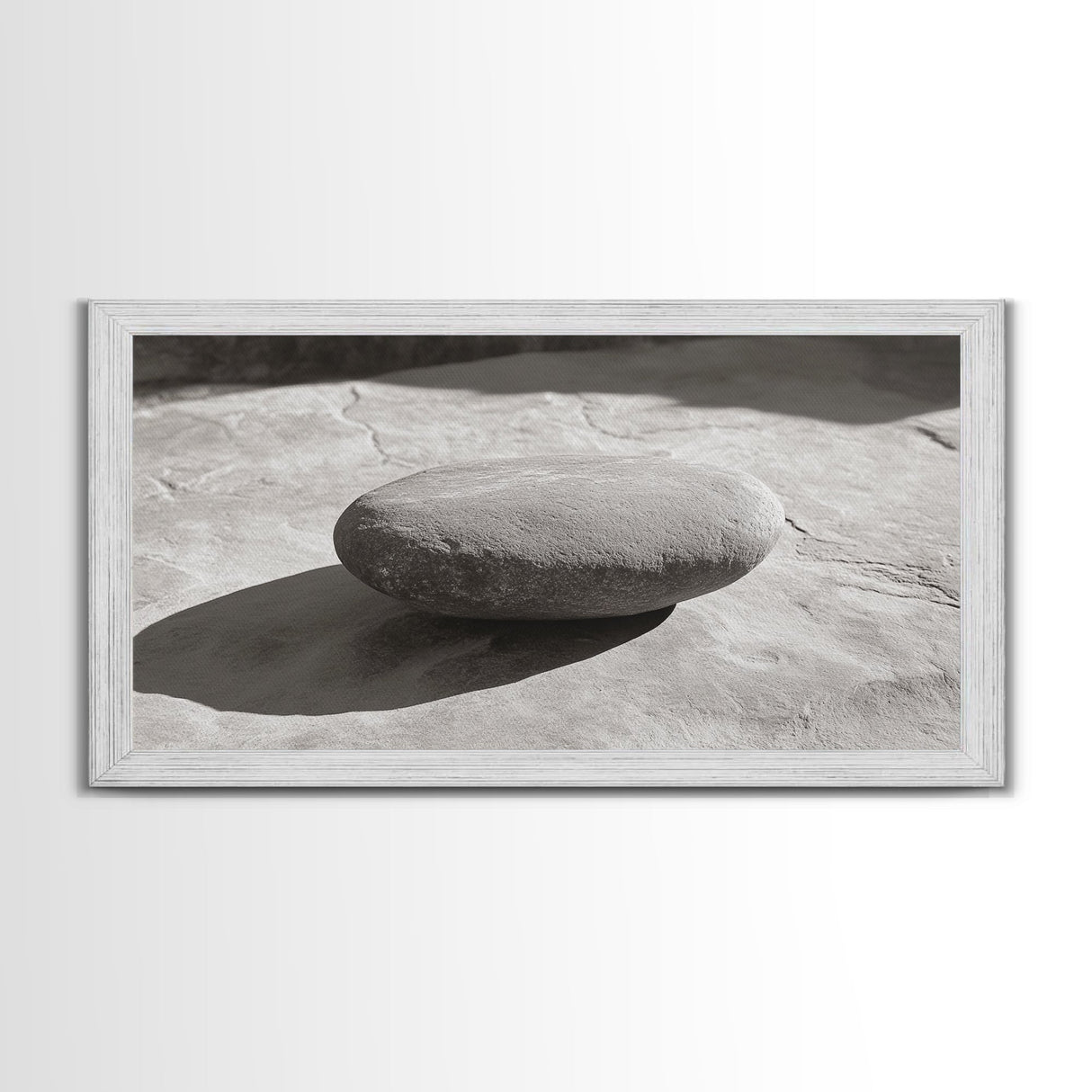 Zen Stone Focus, Natural Simplicity, Black and White Minimalist, Canvas Print, Spa Wall Art, Serene Bathroom Decor, Peaceful Aesthetic