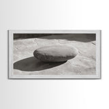 Zen Stone Focus, Natural Simplicity, Black and White Minimalist, Canvas Print, Spa Wall Art, Serene Bathroom Decor, Peaceful Aesthetic