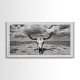 Cow Skull, Desert Bones, Wild West Skull, Country Vibe Decor, Canvas Print, Western Wall Art, Rustic Bedroom or Hallway Accent