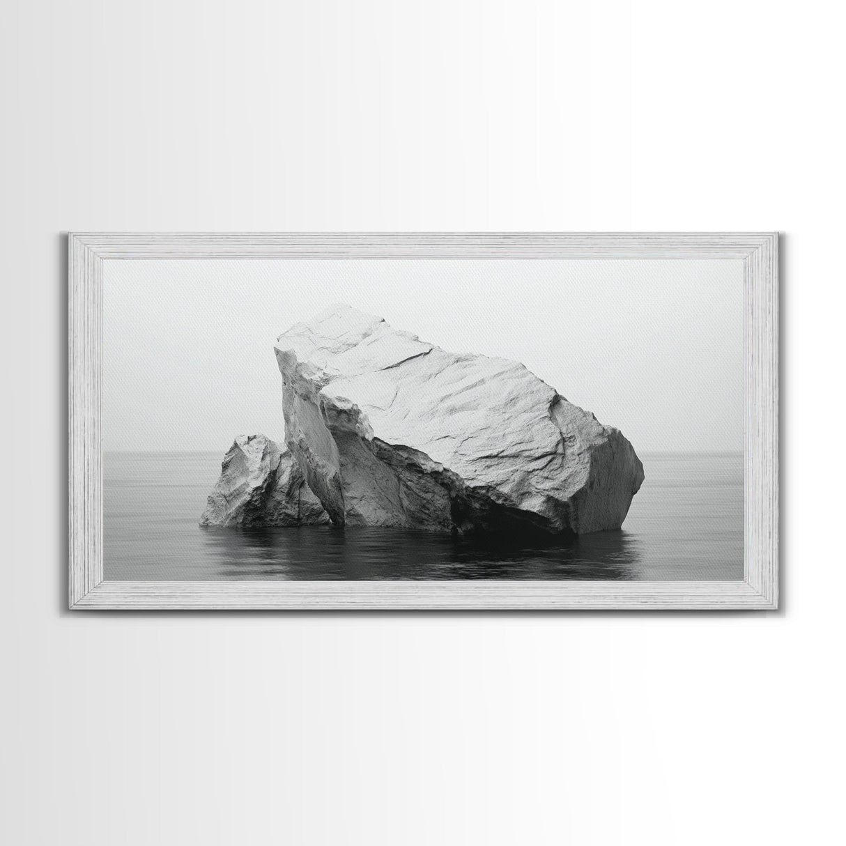 Iceberg Art, Arctic Calm, Winter Minimalism, Ocean Glacier Scene, Framed Canvas Print, Modern Wall Art, Minimalist Bedroom Decor