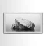 Iceberg Art, Arctic Calm, Winter Minimalism, Ocean Glacier Scene, Framed Canvas Print, Modern Wall Art, Minimalist Bedroom Decor