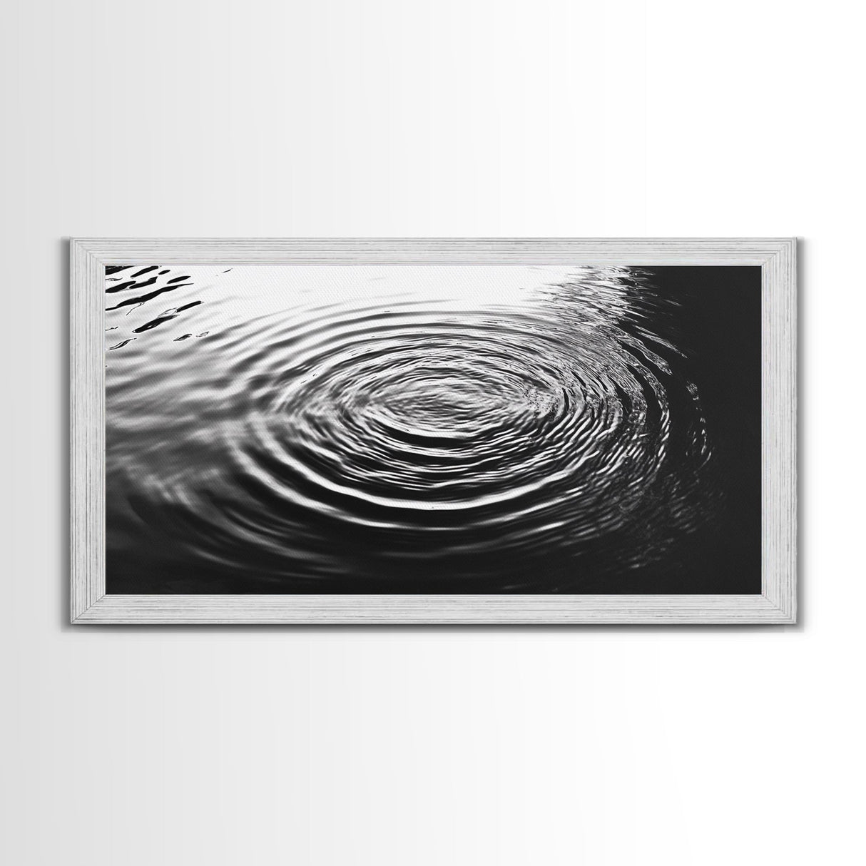 Water Ripples Zen, Abstract Motion, Monochrome Fluid Art, Canvas Print, Modern Minimalist Wall Art, Bathroom or Spa Room Decor