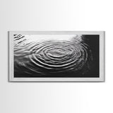 Water Ripples Zen, Abstract Motion, Monochrome Fluid Art, Canvas Print, Modern Minimalist Wall Art, Bathroom or Spa Room Decor