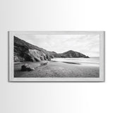 Coastal Cliffs, Ocean Shore, Scenic Beach, Framed Canvas Print, Nature Photography, Bathroom Wall Art, Neutral Tones, Coastal Home Decor