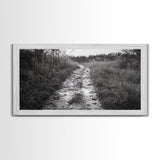 Dirt Path Trail, Minimal Nature Photography, Countryside Landscape, Rustic Fall Vibe Wall Art, Neutral Home Decor, Framed Canvas Print