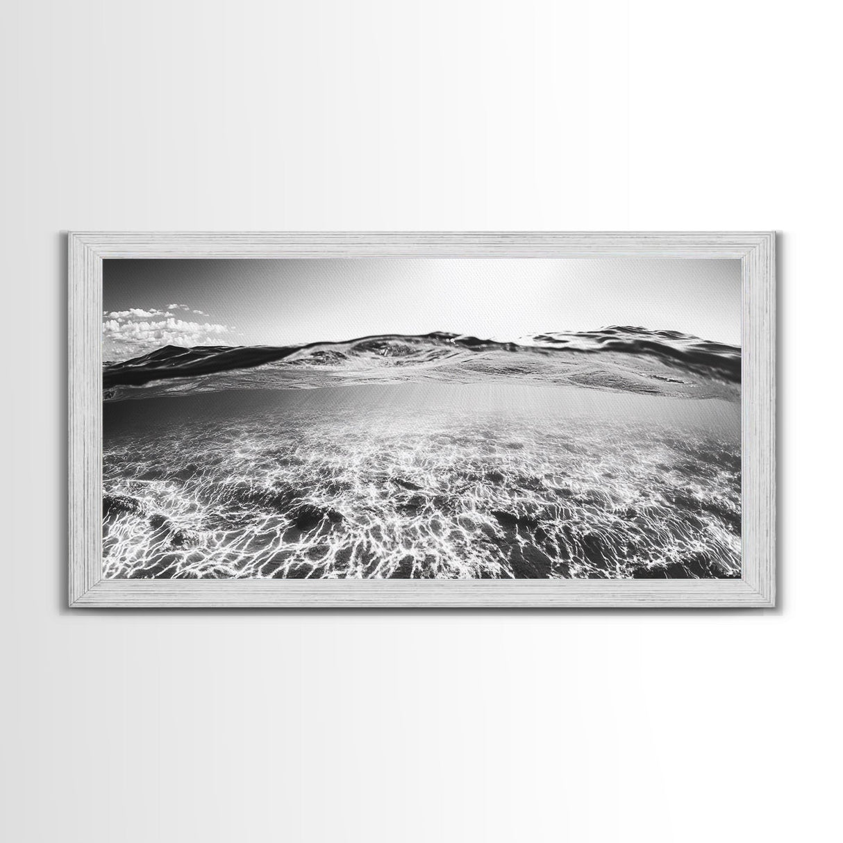 Ocean Surface, Sunlit Water, Sea Ripple, Underwater Light, Canvas Print, Modern Beach Art, Bathroom Wall Decor, Coastal Vibes