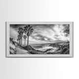 Palm Coast, Coastal Path, Ocean View, Scenic Walk, Canvas Print, California Beach Art, Entryway Decor, Tropical Landscape, Office Decor