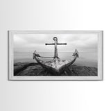 Nautical Anchor Art, Coastal Photography, Rustic Beach Decor, Framed Canvas Print, Bathroom or Lake House Wall Art, Minimal Style