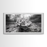 Coral Texture, Ocean Storm, Dramatic Sky, Sea Fossil, Framed Canvas Print, Coastal Nature Art, Fall Entryway Wall Decor, Cabin Wall Art