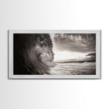 Ocean Wave, Dramatic Curl, Coastal Photography, Seascape Art, Framed Canvas Print, Surf Wall Decor, Nautical Living Room Wall Art