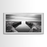 Rocky Inlet, Ocean View, Symmetry Nature, Coastal Zen, Canvas Print, Minimalist Bathroom Art, Tranquil Bedroom Wall Decor, Entryway Accent