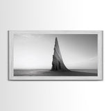 Sharp Spire, Abstract Rock, Desert Sculpture, Canvas Print, Minimalist Wall Art, Office Decor, Nature Geometry, Monochrome Art