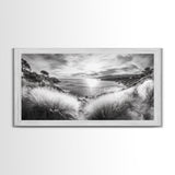 Coastal Bluff Sunset, Seaside Horizon View, Beach Landscape Scene, Serene Decor, Canvas Print, Living Room or Hallway Wall Art
