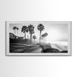 Palm Tree Pathway, Beachfront Neighborhood Vibes, Coastal Street Scene, Framed Canvas Print, Entryway Art, Minimalist Coastal Home Decor