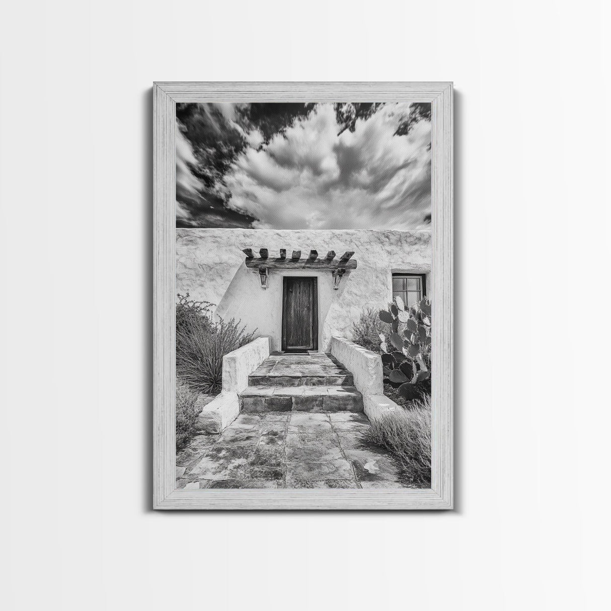 Desert Doorway, Rustic Adobe, Southwestern Style, Framed Canvas Print, Entryway Art, Neutral Wall Art, Minimalist Home Decor