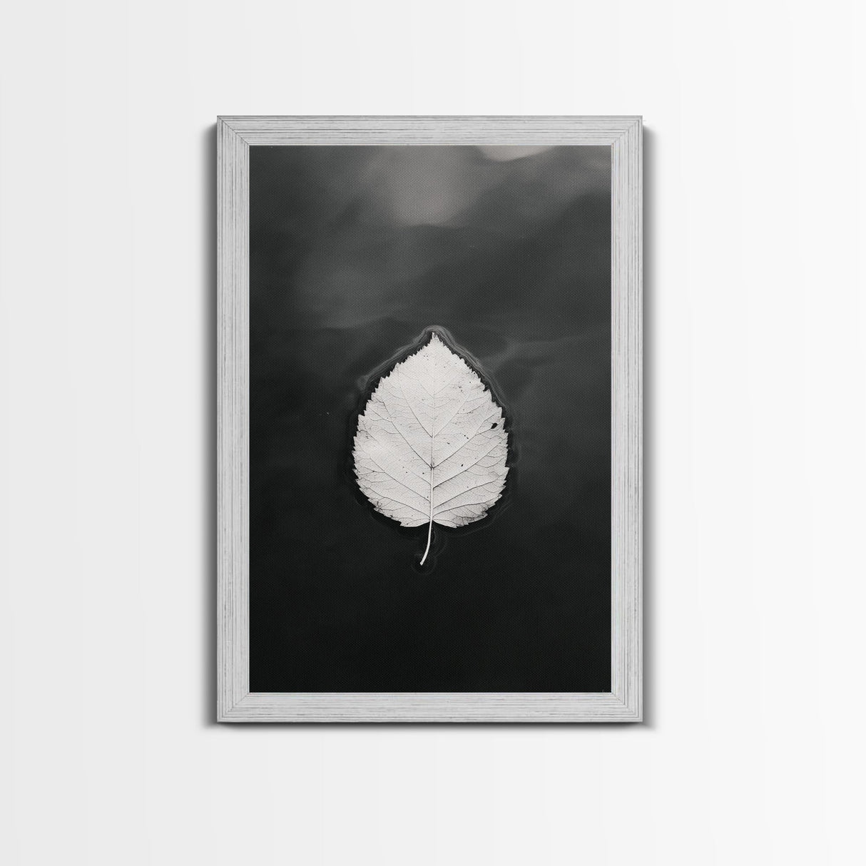 Floating Leaf, Still Water, Nature Simplicity, Autumn Calm, Canvas Print, Minimalist Wall Art, Bathroom Decor, Scandinavian Fall Style
