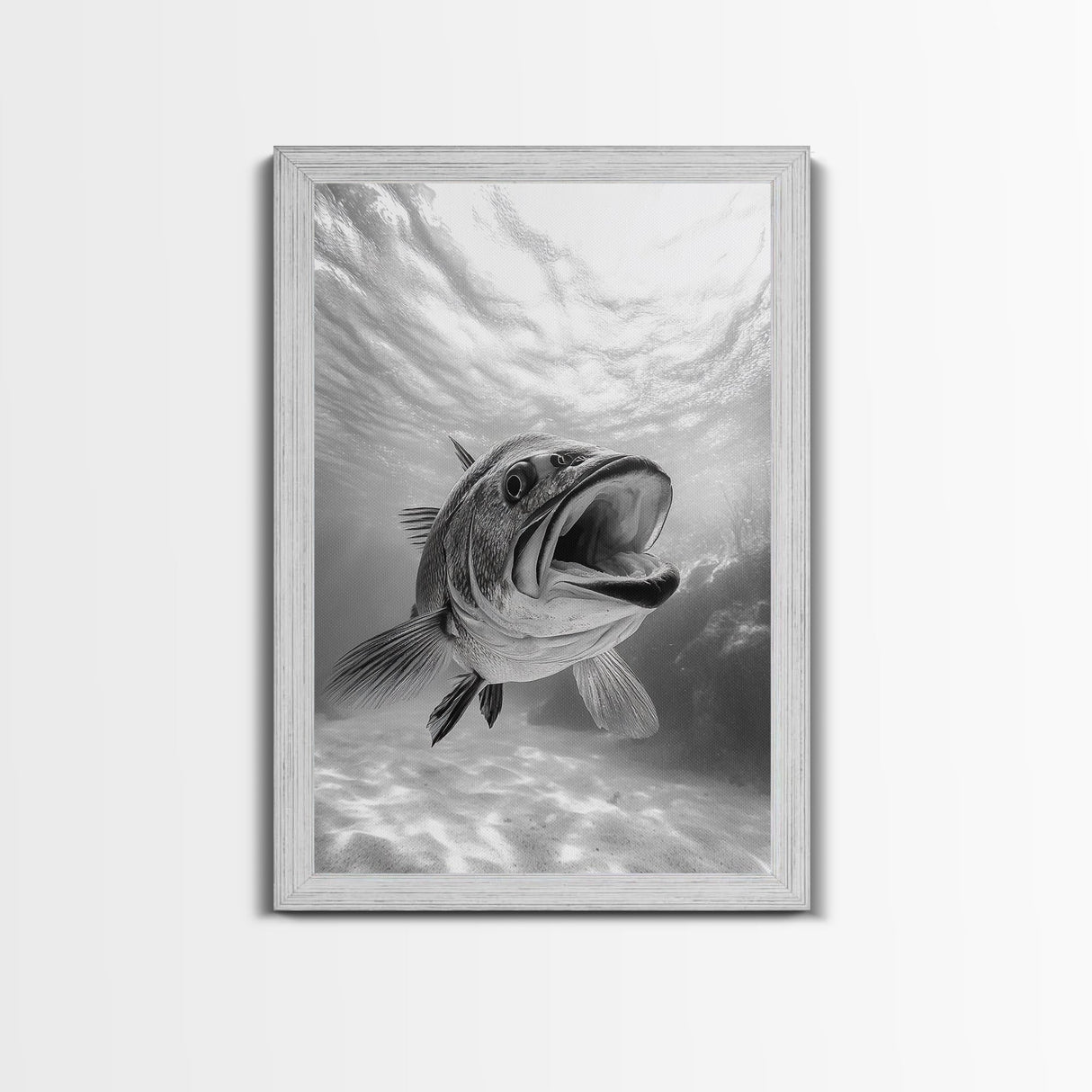 Underwater Fish, Ocean Predator, Aquatic Wildlife, Canvas Print, Bathroom Wall Art, Coastal Nautical Decor, Marine Photography