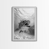 Underwater Fish, Ocean Predator, Aquatic Wildlife, Canvas Print, Bathroom Wall Art, Coastal Nautical Decor, Marine Photography