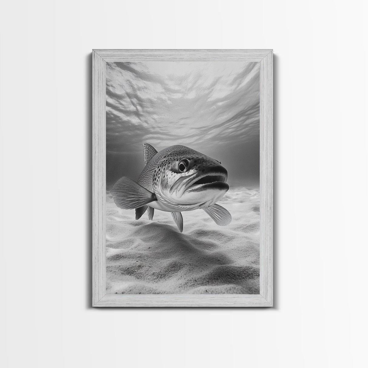 Underwater Trout Closeup, Realistic Fish, Nature Photography, Canvas Print, Man Cave Art, Fishing Lover Gift, Rustic Lake Decor